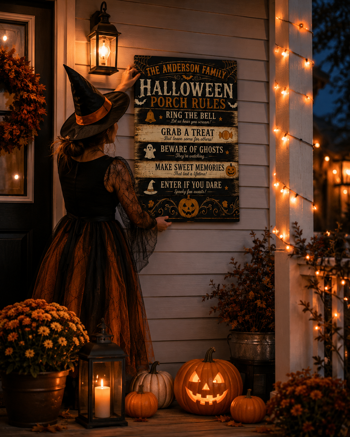 Halloween Porch Rules Canvas