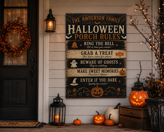Halloween Porch Rules Canvas