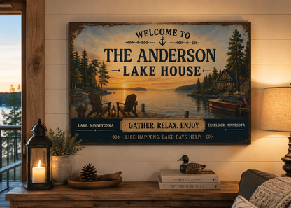 Lake House Welcome Sign
