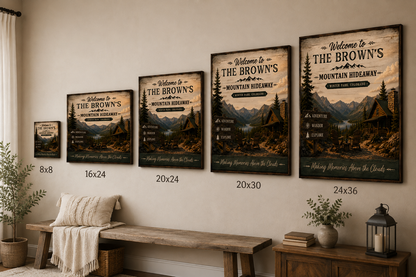 Mountain Cabin Welcome Canvas