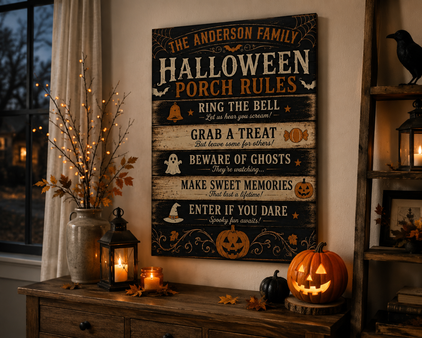 Halloween Porch Rules Canvas