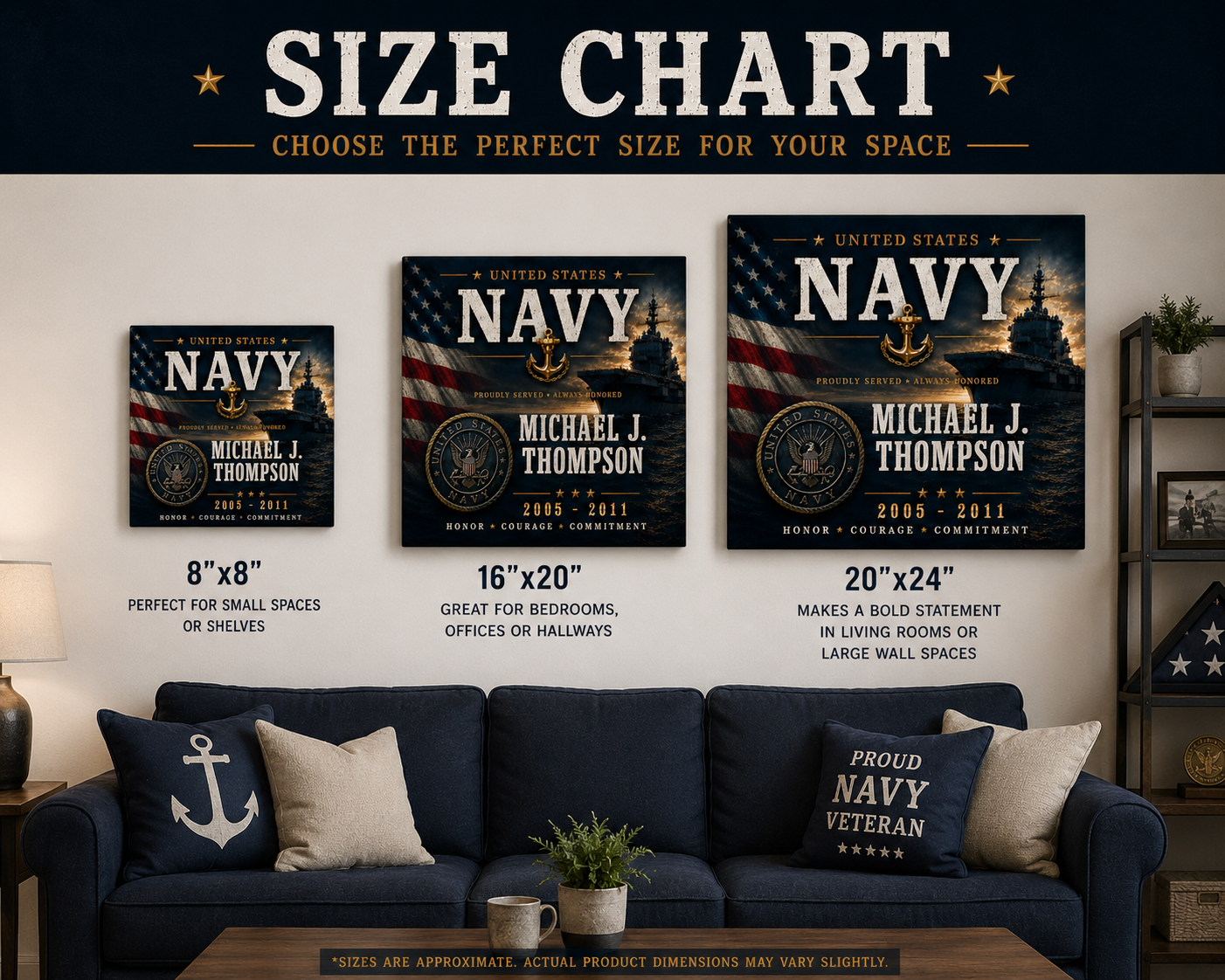 Proudly Served Navy Canvas
